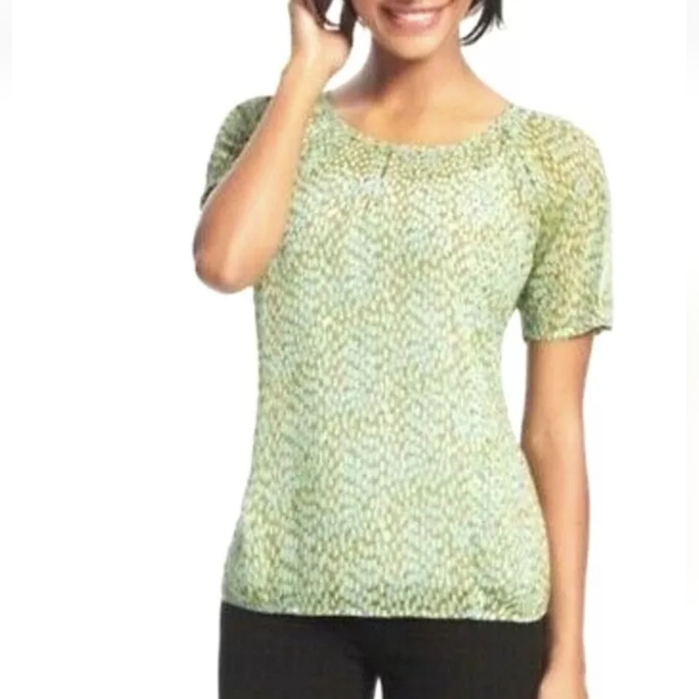 CAbi Green Patterned Top